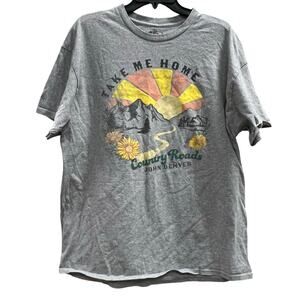 John Denver Take Home Country Roads logo grunge thrashed tee big & tall SZ XXL
